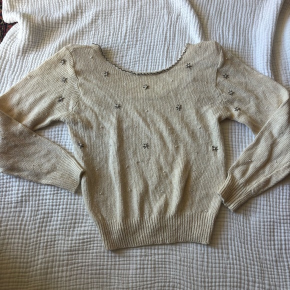 Vintage Sweaters - Vintage Chloe Style Silk/Angora/wool embellished sweater